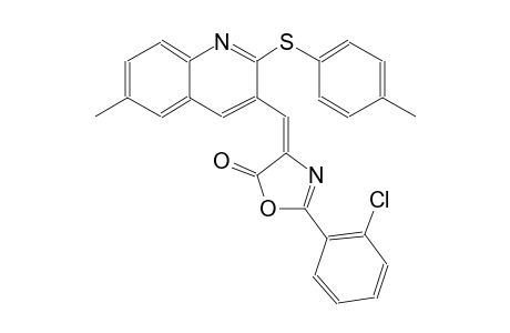 5(4H)-oxazolone, 2-(2-chlorophenyl)-4-[[6-methyl-2-[(4-methylphenyl)thio]-3-quinolinyl]methylene]-, (4E)-