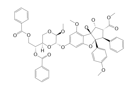 6-O-DEMETHYL-6-[6-(1,2-DI-BENZOYLOXYETHYL)-3-METHOXY-1,4-DIOXAN-2-YL]-AGLAFOLIN