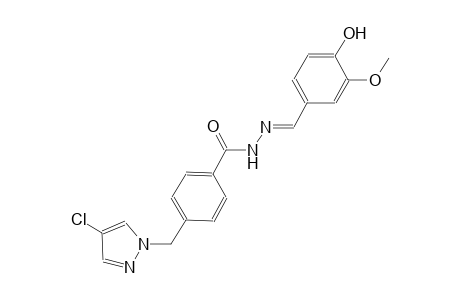 4-[(4-chloro-1H-pyrazol-1-yl)methyl]-N'-[(E)-(4-hydroxy-3-methoxyphenyl)methylidene]benzohydrazide