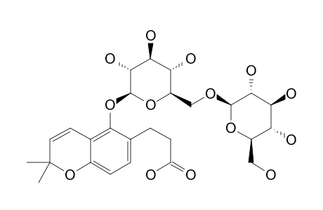 OMUBIOSIDE;8A-(O-BETA-GENTIOBIOSYLOXY)-7,8-(9,9-DIMETHYLPYRANO)-HYDROCOUMARIC_ACID