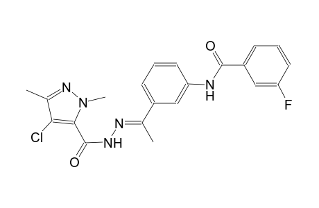 N-(3-{(1E)-N-[(4-chloro-1,3-dimethyl-1H-pyrazol-5-yl)carbonyl]ethanehydrazonoyl}phenyl)-3-fluorobenzamide