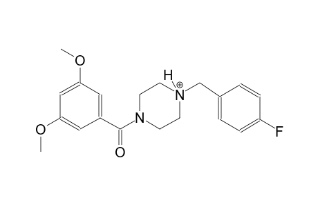 1-(3,5-dimethoxybenzoyl)-4-(4-fluorobenzyl)piperazin-4-ium