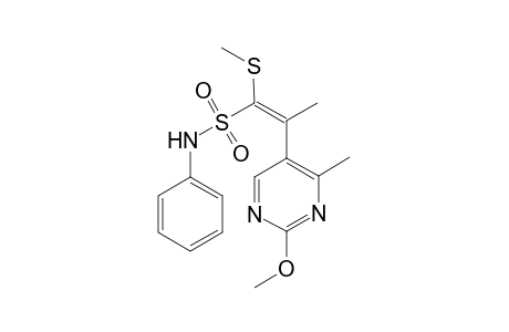 2-Methoxy-4-methyl-5-[1'-methyl-2'-methylthio-2'-(N-phenysulfamoyl)vinyl]pyrimidine