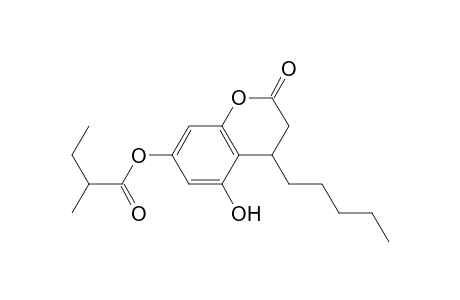Butanoic acid, 2-methyl-, 3,4-dihydro-5-hydroxy-2-oxo-4-pentyl-2H-1-benzopyran-7-yl ester