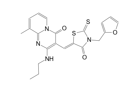 3-{(Z)-[3-(2-furylmethyl)-4-oxo-2-thioxo-1,3-thiazolidin-5-ylidene]methyl}-9-methyl-2-(propylamino)-4H-pyrido[1,2-a]pyrimidin-4-one