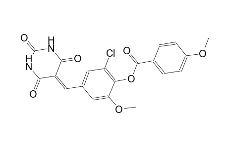 2-chloro-6-methoxy-4-[(2,4,6-trioxotetrahydro-5(2H)-pyrimidinylidene)methyl]phenyl 4-methoxybenzoate
