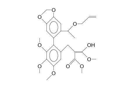 2-(2-[1-Allyloxy-ethyl]-4,5-methylenedioxy-phenyl)-2,3,4,5-tetramethoxy-1-dicarbomethoxymethyl-benzene-diastereomer 1 enolform