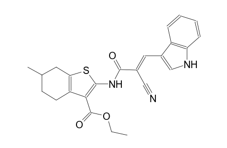 ethyl 2-{[(2E)-2-cyano-3-(1H-indol-3-yl)-2-propenoyl]amino}-6-methyl-4,5,6,7-tetrahydro-1-benzothiophene-3-carboxylate