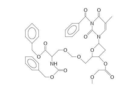 Benzyl N-benzyloxycarbonyl-3-O-(3'-O-methoxyacetyl-N3-benzoyl-5'-O-thymidinylmethyl)-L-serine