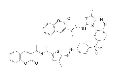 3,3'-((2,2'-(5,5'-((Sulfonylbis(4,1-phenylene))bis(diazene-2,1-diyl))bis(4-methylthiazole-5,2-diyl))bis(hydrazin-2-yl-1-ylidene))bis(ethan-1-yl-1-ylidene))bis(2H-chromen-2-one)
