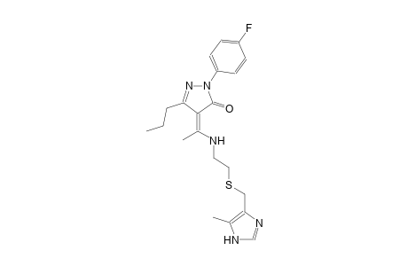 3H-pyrazol-3-one, 2-(4-fluorophenyl)-2,4-dihydro-4-[1-[[2-[[(5-methyl-1H-imidazol-4-yl)methyl]thio]ethyl]amino]ethylidene]-5-propyl-, (4Z)-