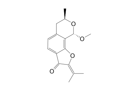 USTUSORANE_C;9-O-METHYLPSEUDODEFLECTUSIN;9-S-METHOXY-7-R-METHYL-2-(PROPAN-2-YLIDENE)-6,7-DIHYDROXY-2-H-FURO-[3.2-H]-ISOCHROMEN-3-(9-H)-ONE