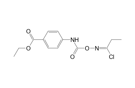Benzoic acid, 4-[[[[(1-chloropropylidene)amino]oxy]carbonyl]amino]-, ethyl ester