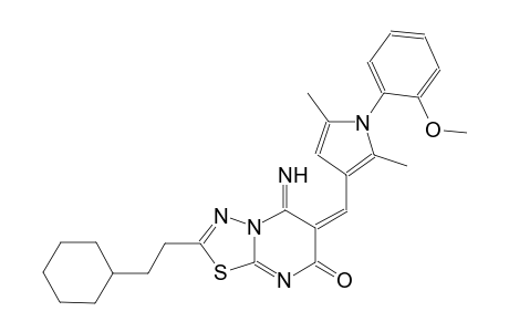(6E)-2-(2-cyclohexylethyl)-5-imino-6-{[1-(2-methoxyphenyl)-2,5-dimethyl-1H-pyrrol-3-yl]methylene}-5,6-dihydro-7H-[1,3,4]thiadiazolo[3,2-a]pyrimidin-7-one