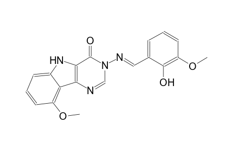 3-{[(E)-(2-hydroxy-3-methoxyphenyl)methylidene]amino}-9-methoxy-3,5-dihydro-4H-pyrimido[5,4-b]indol-4-one