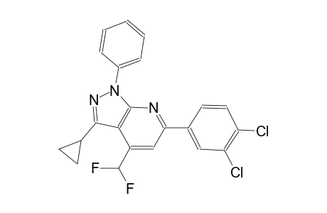 1H-pyrazolo[3,4-b]pyridine, 3-cyclopropyl-6-(3,4-dichlorophenyl)-4-(difluoromethyl)-1-phenyl-