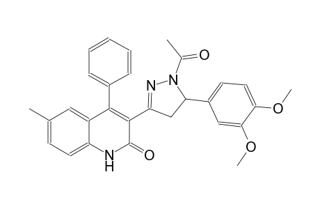 2(1H)-quinolinone, 3-[1-acetyl-5-(3,4-dimethoxyphenyl)-4,5-dihydro-1H-pyrazol-3-yl]-6-methyl-4-phenyl-
