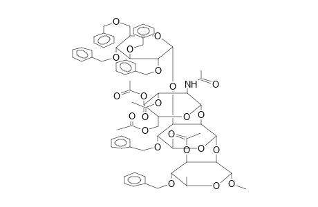 METHYL 3-O-ACETYL-4-O-BENZYL-2-O-[4-O-BENZYL-3-O-(2,3,4,6-TETRA-O-BENZYL-ALPHA-D-GLUCOPYRANOSYL)-2-O-(2-ACETAMIDO-3,4,6-TRI-O-ACETYL-2-DEOXY-BETA-D-GLUCOPYRANOSYL)-ALPHA-L-RHAMNOPYRANOSYL]-ALPHA-L-RHA