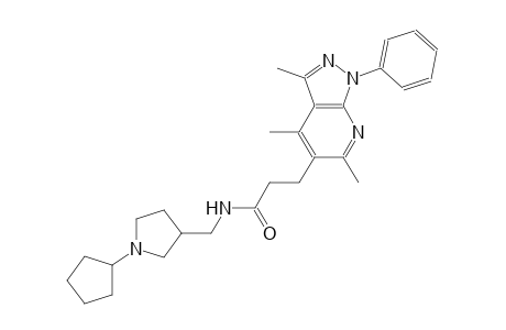 1H-pyrazolo[3,4-b]pyridine-5-propanamide, N-[(1-cyclopentyl-3-pyrrolidinyl)methyl]-3,4,6-trimethyl-1-phenyl-