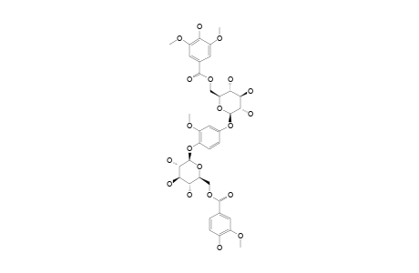 EHLETIANOL_A;2-METHOXYHYDOQUINONE-1-O-(6-VANILLOYL)-BETA-D-GLUCOPYRANOSIDO-4-O-(6-SYRINGOYL)-BETA-D-GLUCOPYRANOSIDE