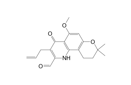 4H-Pyrano[2,3-h]quinoline-2-carboxaldehyde, 1,8,9,10-tetrahydro-5-methoxy-8,8-dimethyl-4-oxo-3-(2-propenyl)-