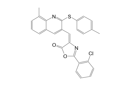 5(4H)-oxazolone, 2-(2-chlorophenyl)-4-[[8-methyl-2-[(4-methylphenyl)thio]-3-quinolinyl]methylene]-, (4E)-