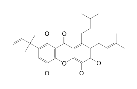 SUBELLIPTENONE-A;1,4,5,6-TETRAHYDROXY-2-(1,1-DIMETHYL-2-PROPENYL)-7,8-DI-(3-METHYL-2-BUTENYL)-XANTHONE