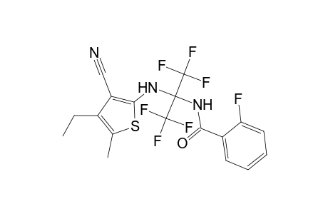 N-[1-[(3-cyano-4-ethyl-5-methyl-2-thienyl)amino]-2,2,2-trifluoro-1-(trifluoromethyl)ethyl]-2-fluoro-benzamide