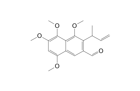 4,5,6,8-Tetramethoxy-3-(1-methylprop-2-enyl)naphthalene-2-carbaldehyde