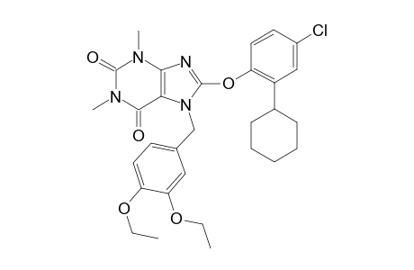8-(4-Chloranyl-2-cyclohexyl-phenoxy)-7-[(3,4-diethoxyphenyl)methyl]-1,3-dimethyl-purine-2,6-dione