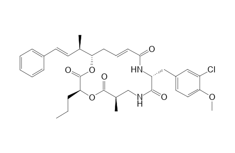 (E)-(3S,6R,10R,16S)-10-(3-Chloro-4-methoxy-benzyl)-6-methyl-16-((E)-(R)-1-methyl-3-phenyl-allyl)-3-propyl-1,4-dioxa-8,11-diaza-cyclohexadec-13-ene-2,5,9,12-tetraone