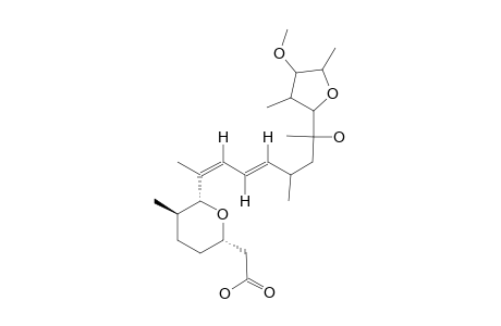 TETRAHYDRO-6-[7-HYDROXY-7-(TETRAHYDRO-4-METHOXY-3,5-DIMETHYL-2-FURANYL)-1,5,7-TRIMETHYL-1,3-HEPTADIENYL]-5-METHYL-2H-PYRAN-2-ACETIC-ACID