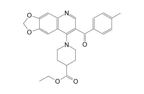 4-piperidinecarboxylic acid, 1-[7-(4-methylbenzoyl)[1,3]dioxolo[4,5-g]quinolin-8-yl]-, ethyl ester