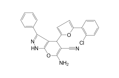 6-Amino-4-[5-(2-chlorophenyl)-2-furanyl]-3-phenyl-2,4-dihydropyrano[2,3-c]pyrazole-5-carbonitrile