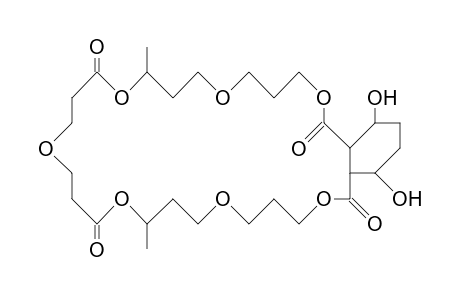 10,20-Dimethyl-3,7,11,15,19,23,27-heptaoxa-2,8,18,28-tetraoxo-bicyclo(27.4.0)tritriacontane-30,33-diol