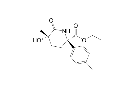 (+-)-Ethyl 6-oxo-5.alpha.-hydroxy-5.beta.-methyl-2.beta.-(4-methylphenyl)-2.alpha.-piperidinecarboxylate