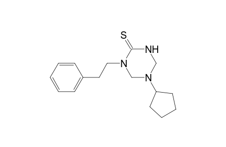 1,3,5-Triazine-2(1H)-thione, 5-cyclopentyltetrahydro-1-(2-phenylethyl)-