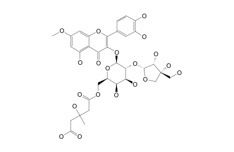 RHAMNETIN-3-O-[[3-HYDROXY-3-METHYLGLUTAROYL-(1->6)]-[BETA-D-APIOFURANOSYL-(1->2)]]-BETA-D-GALACTOPYRANOSIDE