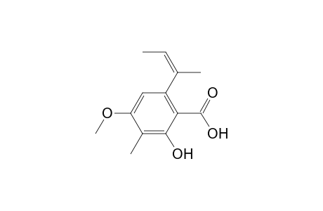 Benzoic acid, 2-hydroxy-4-methoxy-3-methyl-6-(1-methyl-1-propenyl)-