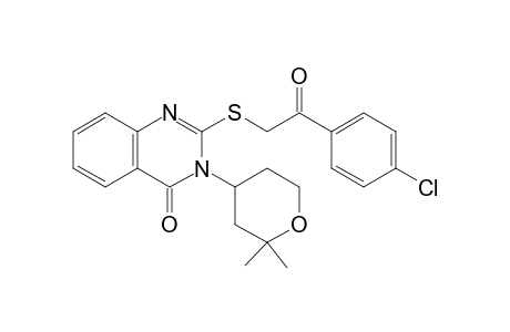 2-[2-(4-chlorophenyl)-2-oxidanylidene-ethyl]sulfanyl-3-(2,2-dimethyloxan-4-yl)quinazolin-4-one