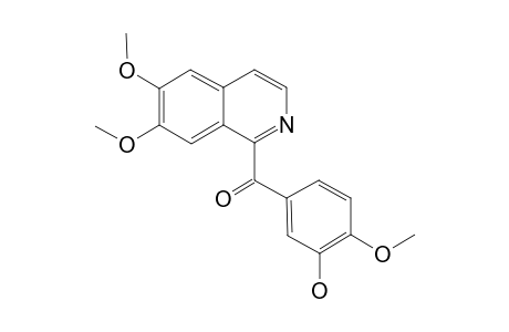 6,7-DIMETHOXY-3'-HYDROXY-4'-METHOXYOXOBENZYLISOQUINOLINE