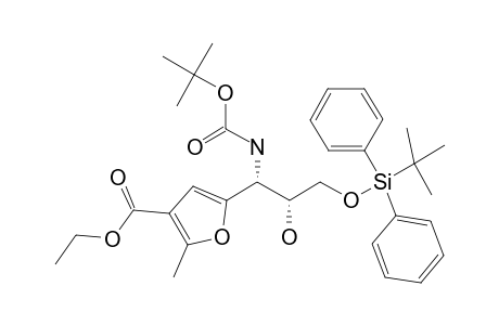 ETHYL-5-[1-(TERT.-BUTOXYCARBONYLAMINO)-3-O-TERT.-BUTYLDIPHENYLSILYL-1-DEOXY-L-THREO-1,2,3-TRIHYDROXYPROP-1-YL]-2-METHYLFURAN-3-CARBOXYLATE