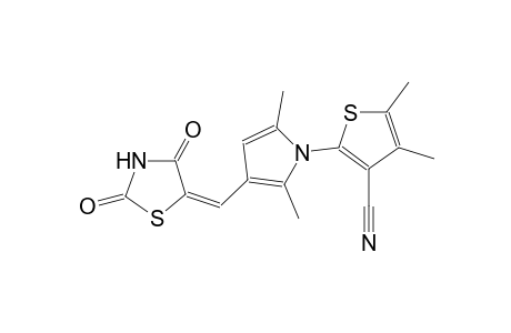 2-{3-[(E)-(2,4-dioxo-1,3-thiazolidin-5-ylidene)methyl]-2,5-dimethyl-1H-pyrrol-1-yl}-4,5-dimethyl-3-thiophenecarbonitrile