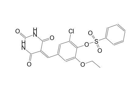 2-chloro-6-ethoxy-4-[(2,4,6-trioxotetrahydro-5(2H)-pyrimidinylidene)methyl]phenyl benzenesulfonate