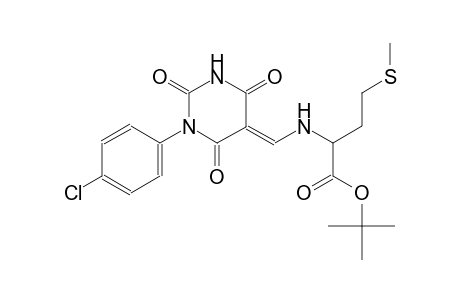 tert-butyl 2-{[(E)-(1-(4-chlorophenyl)-2,4,6-trioxotetrahydro-5(2H)-pyrimidinylidene)methyl]amino}-4-(methylsulfanyl)butanoate