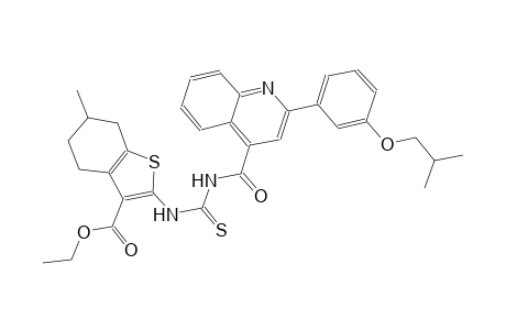 ethyl 2-{[({[2-(3-isobutoxyphenyl)-4-quinolinyl]carbonyl}amino)carbothioyl]amino}-6-methyl-4,5,6,7-tetrahydro-1-benzothiophene-3-carboxylate