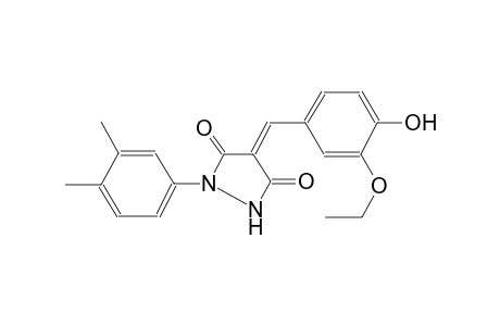 (4E)-1-(3,4-dimethylphenyl)-4-(3-ethoxy-4-hydroxybenzylidene)-3,5-pyrazolidinedione