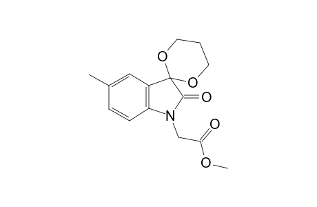 Acetic acid, 2-(1,3-dihydro-5-methyl-2-oxo-3-indolyl-3,2'-spiro-1,3-dioxane)-, methyl ester
