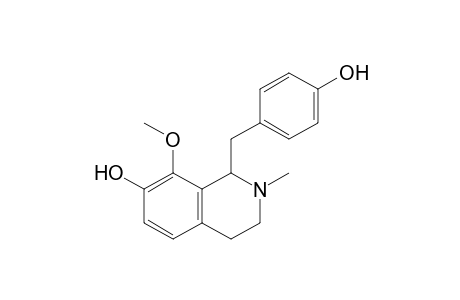 7-Hydroxy-8-methoxy-1-(p-hydroxybenzyl)-2-methyl-1,2,3,4-tetrahydroisoquinoline