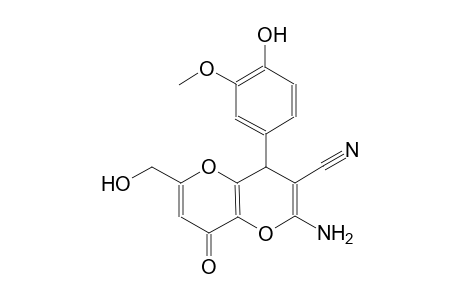 pyrano[3,2-b]pyran-3-carbonitrile, 2-amino-4,8-dihydro-4-(4-hydroxy-3-methoxyphenyl)-6-(hydroxymethyl)-8-oxo-